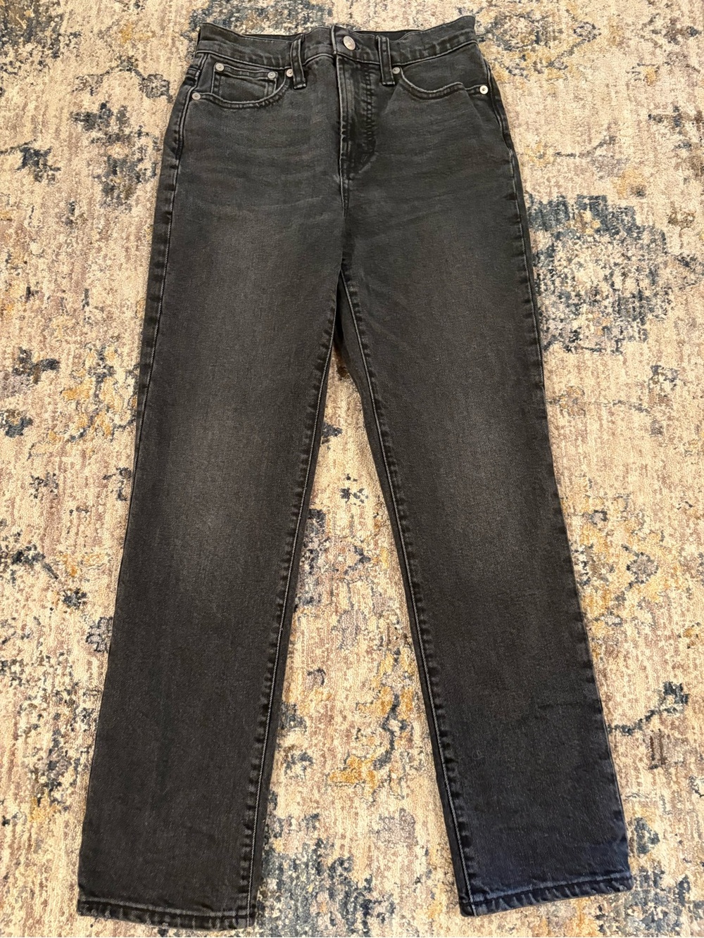 Madewell The Perfect Vintage Jeans Black Wash Denim Straight Leg Size 25